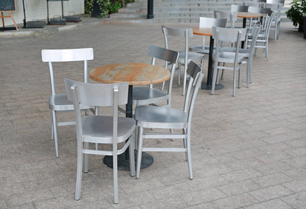 园内铝椅圆木桌系列