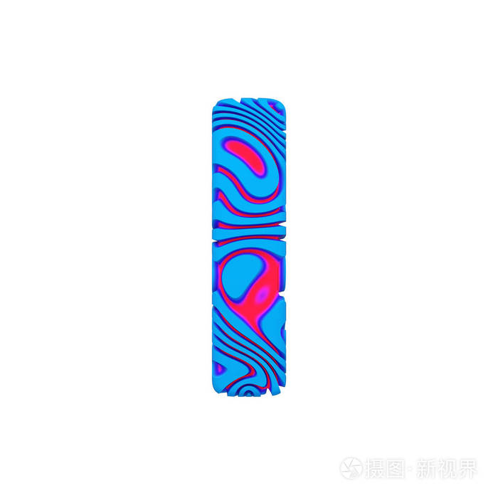 字母i 大写.运动字体由蓝色大胆的标志.3d 渲染在白色背景下被隔离