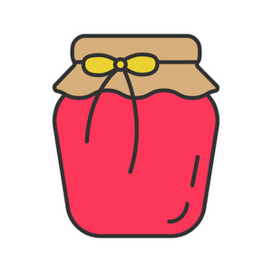 草莓果酱罐子颜色图标白色背景照片