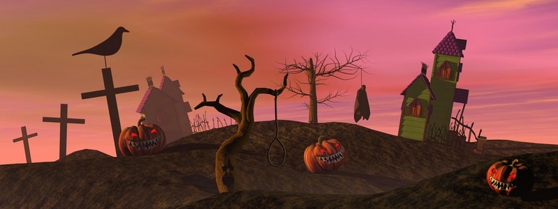 吓人的万圣节场景图片-吓人的万圣节场景素材-吓人的万圣节场景插画