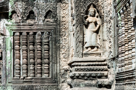 柬埔寨吴哥窟古舞者Ta 塔普伦寺的浮雕