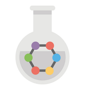 瓶子中的分子显示化学图标