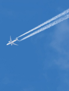 飞机反对蓝蓝的天空