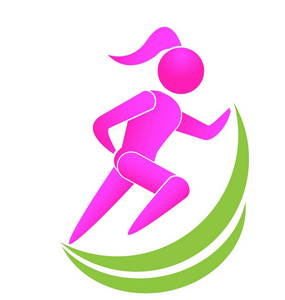 运行女孩健康和健康图标徽标