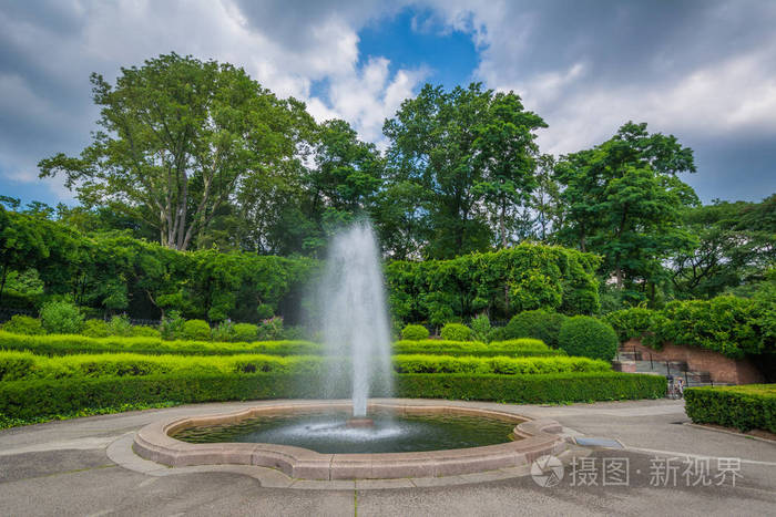 喷泉在音乐学院庭院, 在中央公园, 曼哈顿, 纽约市