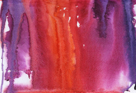 彩色抽象水彩艺术手绘白色背景 饱和红色, 粉红色, 蓝色, 紫色