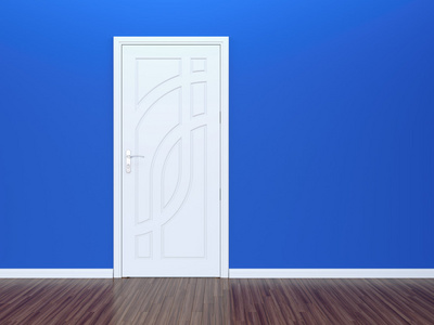 蓝色门图片