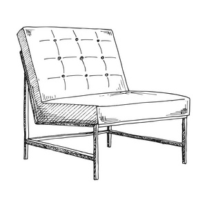 圆桌和椅子.在花的桌子花瓶上. 手绘草图椅子上,杯子的表.