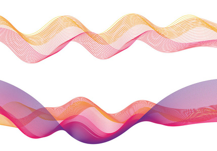抽象平滑的彩色波向量。曲线流蓝色运动图解。烟雾设计。向量线