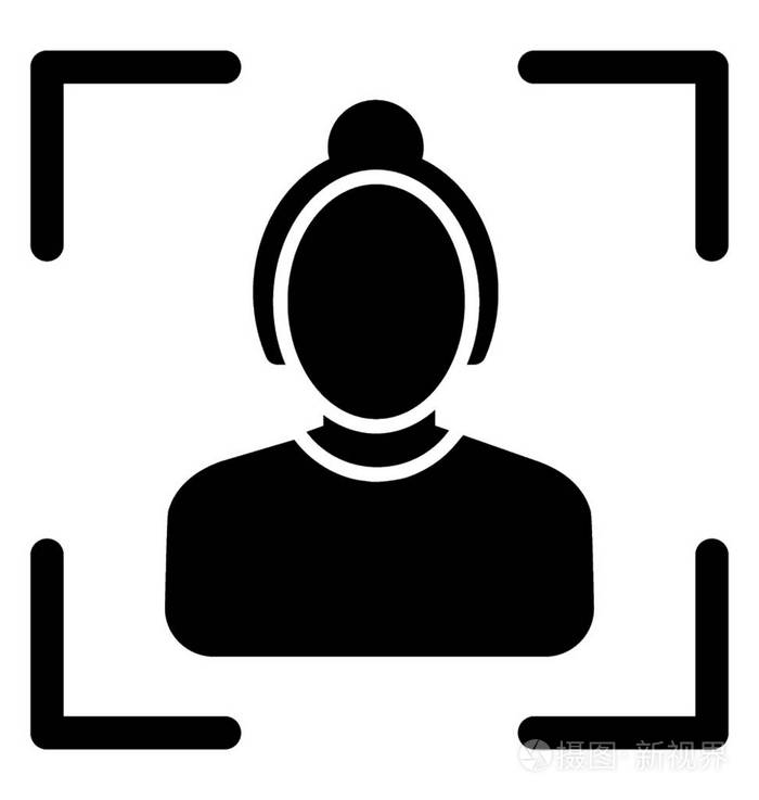 一个默默无闻的女人头像在相机镜头聚焦拍照