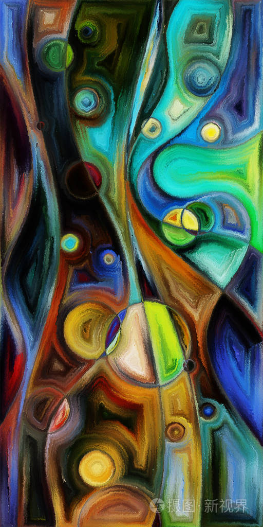 论现代艺术主体的圆与曲线的抽象背景