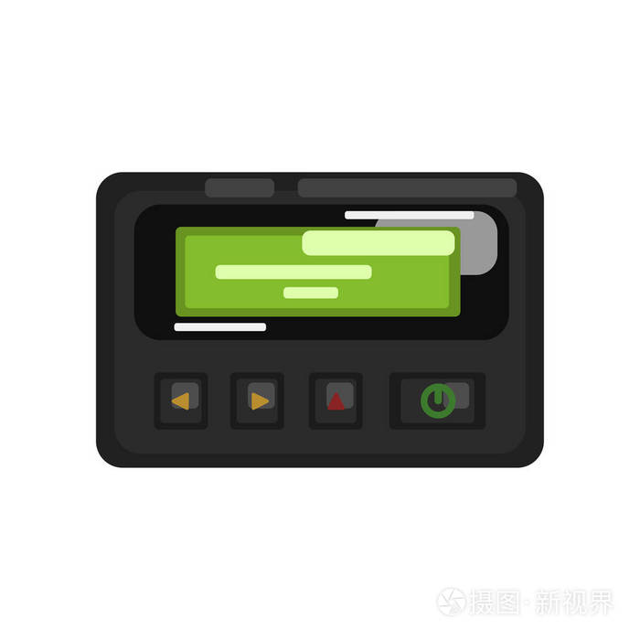 基于白色背景的寻呼机复古通信技术矢量图