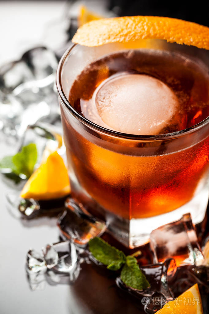 在桌子上, 冰, 橙, 薄荷.酒吧, 咖啡馆的概念背景图像
