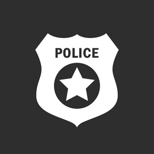 警察警徽素材在黑色背景上隔离的警徽矢量图标插图照片