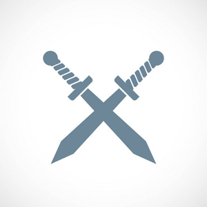 十字剑矢量象形文字插图在白色背景下被隔离照片