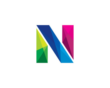彩色字母 n 图标徽标设计元素
