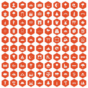 100视图图标六角橙