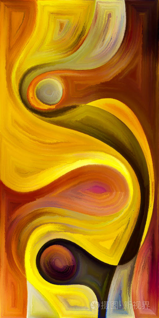 现代艺术主体的形状与曲线构成的抽象背景