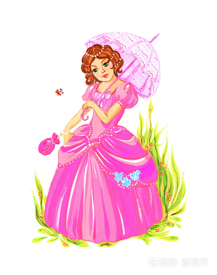 美丽小公主穿着粉色衣服