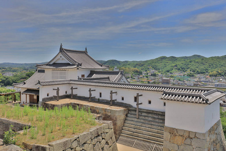 津山城堡景观和夏季时间日本