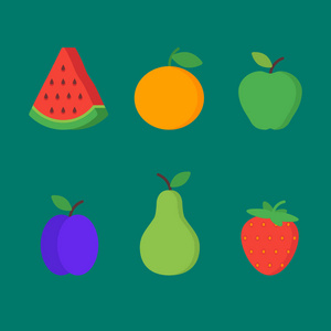 水果和浆果设置矢量对象剪贴画。矢量插图