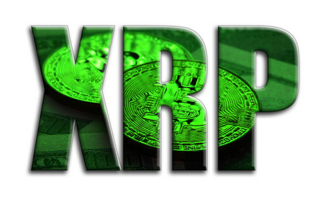 钞票纹理xrp.题字有摄影的纹理, 描绘几比特币在一张钞票照片
