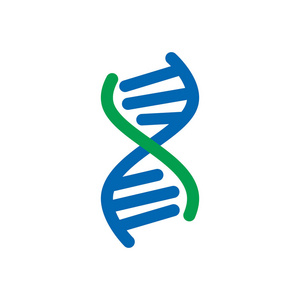 在白色背景下分离的 dna 螺旋平面图标, 矢量插图