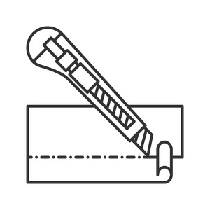 文具刀切割纸线形图标。刀。细线插图。轮廓符号。矢量隔离轮廓图