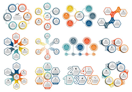 收集信息图表。设计元素。图表为业务演示文稿或信息横幅
