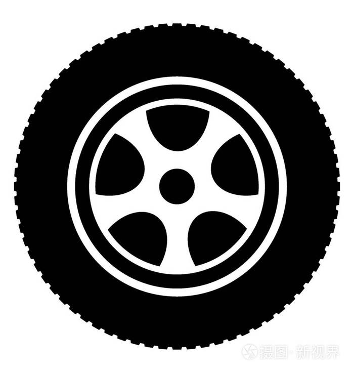厚轮胎与金属内有花卉图案巴士轮胎图标