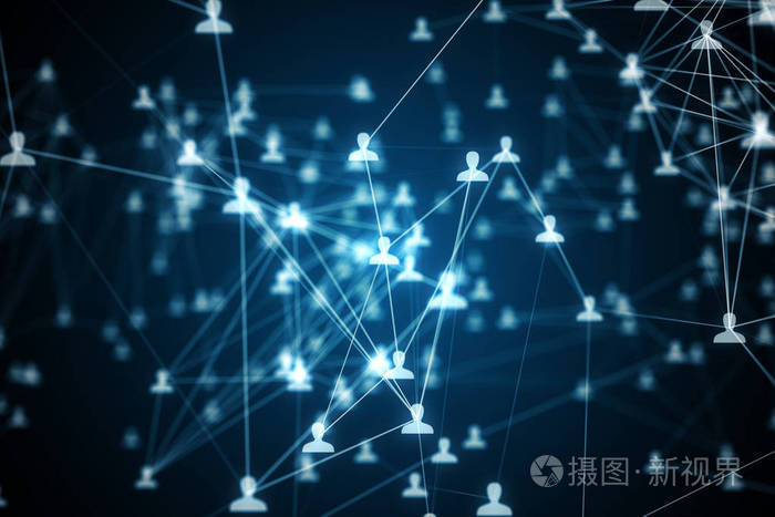 3d连接互联网上的人的插图社交网络连接