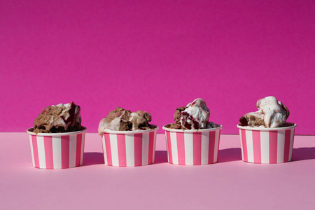 冰淇淋杯粉红色背景, 夏季情绪, 背景, chocalte 冰淇淋
