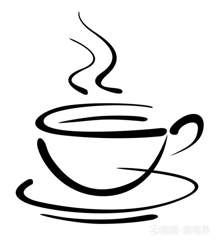 咖啡杯艺术画, 矢量标志设计