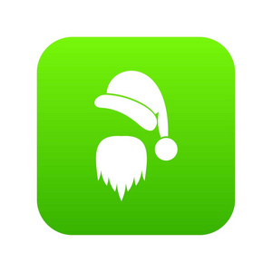 圣诞老人帽子和胡子图标数字绿色