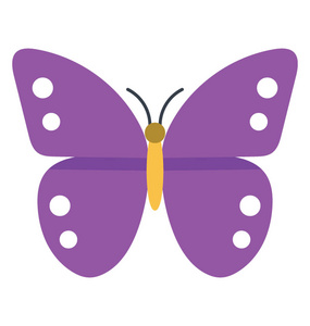 紫色的可爱昆虫在羽毛 edgers 的白色斑点, 紫色皇帝蝴蝶的图标