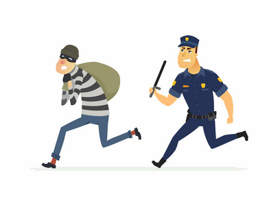 警察逃小偷图片