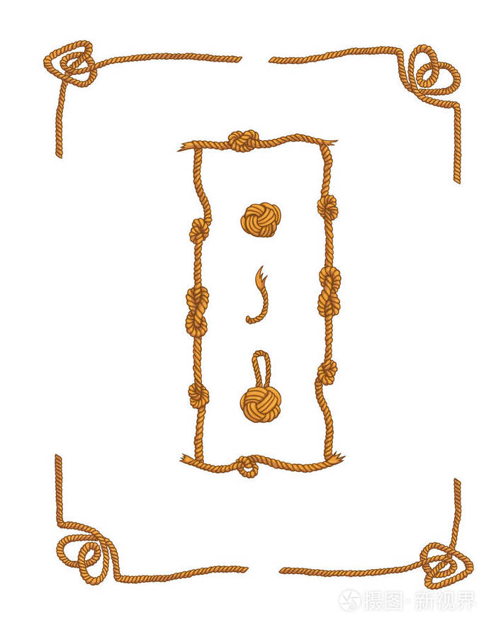 船用绳索框架和节点隔离向量集插画-正版商用图片054s7f-摄图新视界