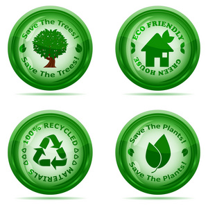 矢量插画的一套绿色环保图标 isolat