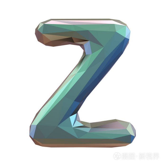 大写拉丁文字母 z 在低聚样式被隔绝在白色背景上