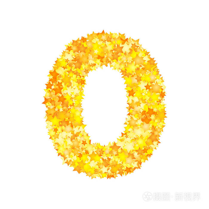 矢量黄色星形字体数字0