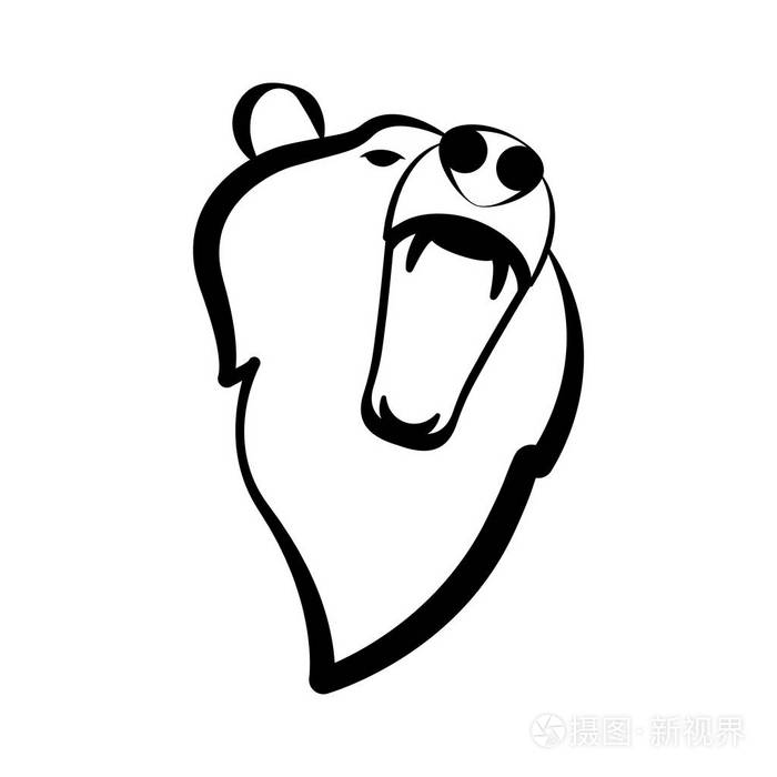 一只熊咆哮的轮廓插画-正版商用图片055184-摄图新视界