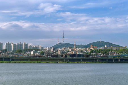 首尔 citiscape 与首尔塔河景观