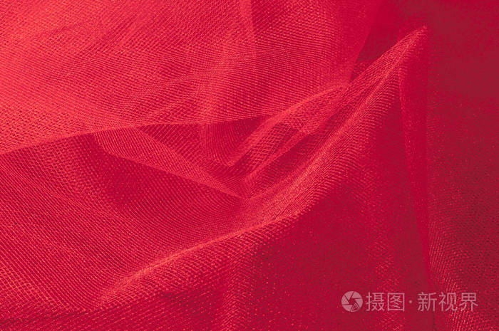 红色抽象织物背景或波浪状丝绸褶皱的液体波浪插图