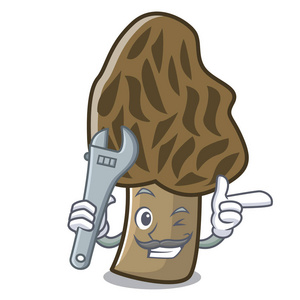 机械羊肚菌蘑菇吉祥物卡通图片