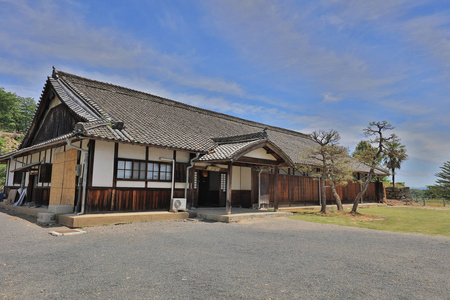 津山城堡景观和夏季时间日本