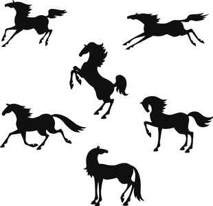 马跳跃剪影图片
