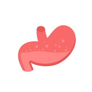 胃的图标。人体器官消化系统, 胃部以酸扁型。向量