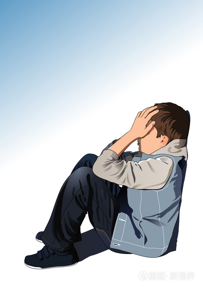 儿童和悲伤插画-正版商用图片055jy5-摄图新视界