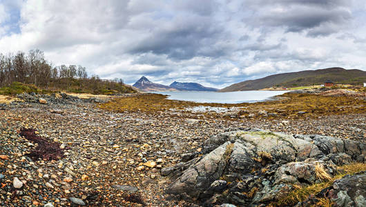 挪威极地圈外 Senja 岛 Fjordbotn 景观观