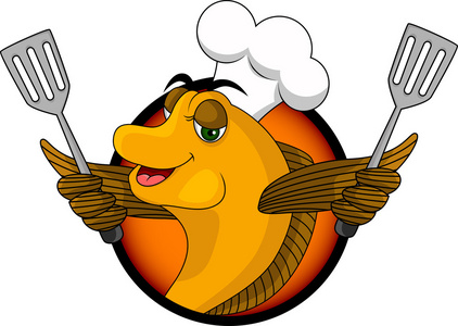 可爱的卡通厨师鱼图片